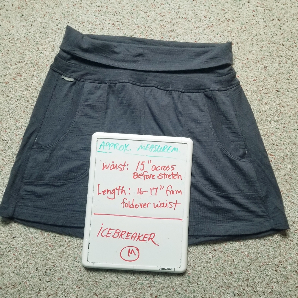 Icebreaker 100% Wool Knit Mini Skirt Navy Gray M